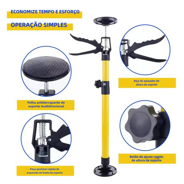 Imagem de Haste de Suporte Telescópica de Aço com Jacks Antiderrapantes - Ferramenta de Levantamento Manual