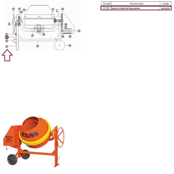 Imagem de Haste do Basculante P/ Betoneira 400L Profissional Metalpama