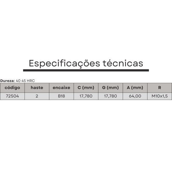 Imagem de haste para mandril cone morse 2xb18 rosca M10