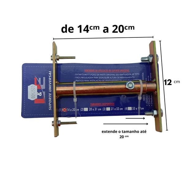 Imagem de Haste Suporte Universal Para Teto Rebaixado Tamanho 14a20cm