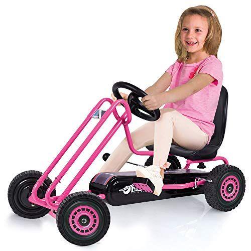 Imagem de Hauck Lightning - Pedal Go Kart   do Pedal Car Passeio em brinquedos para crianças de 4 a 7 anos de idade com assento ergonômico ajustável e manuseio afiado - Rosa