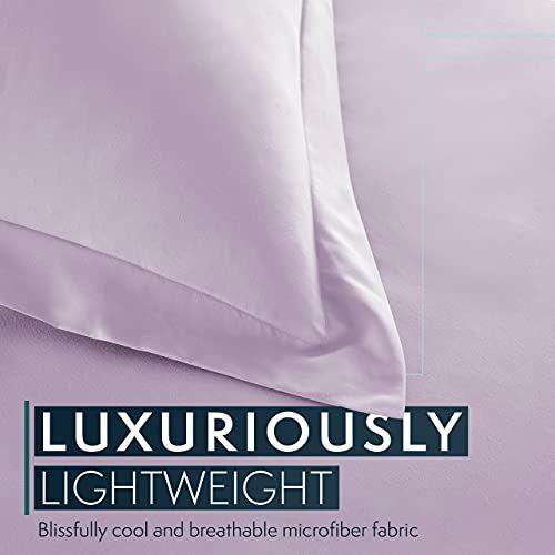 Imagem de HC COLLECTION King Duvet Cover Set - 1500 Thread Capas de edredom leve com fecho zipper para Comforters c/ 2 Pillow Shams - Lavanda