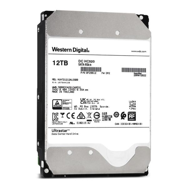 Imagem de Hd 12tb Sata 3 256mb 7200rpm 3,5 Ultrastar DC HC520 New Pull HUH721212ALE600 Western Digital