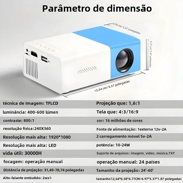 Imagem de Hd 320x240p Mini Projetor Led Hdmi Usb Tf Portátil Smart Home Audio Multimídia Player Para Viagens