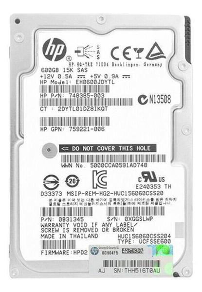 Imagem de Hd Hp 600Gb 15K Sas 2,5 Eh0600Jdytl 759212-B21 748385-003