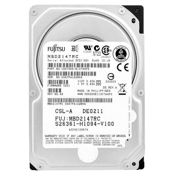 Imagem de HD SAS Fujitsu 147GB 10k 2.5 MBD2147RC CA07068-B100