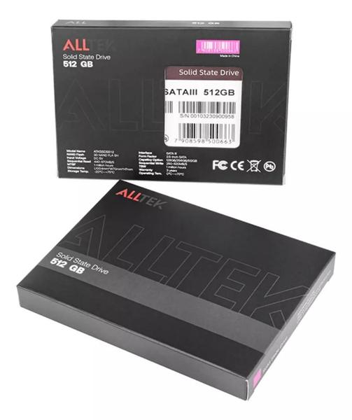 Imagem de Hd Ssd 512gb Alltek 2.5 Sata Ill 6 Gbs - 3 Anos Preto 512gb