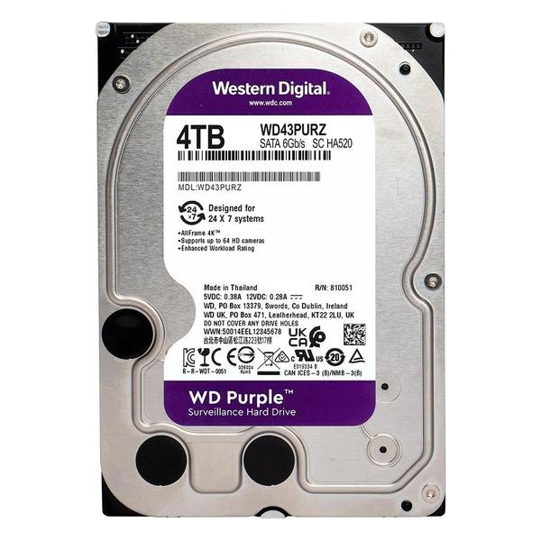 Imagem de HD Surveillance WD Purple, 4TB, 5400RPM, Cache 64MB, 3.5', SATA - WD43PURZ