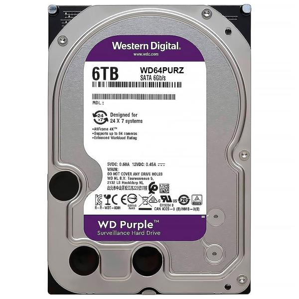 Imagem de HD Western Digital 6TB WD Purple 3.5" SATA 3 5400RPM - WD64PURZ