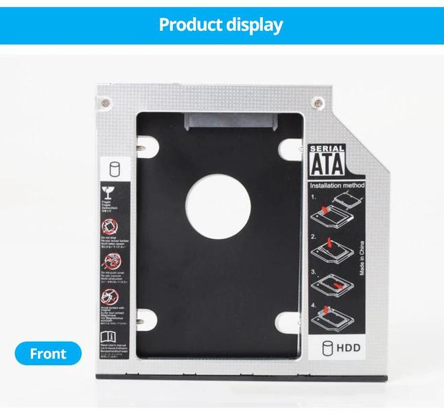 Imagem de HDD Caddy: SSD SATA 3.0 de 9,5 mm a 2,5 polegadas para laptop