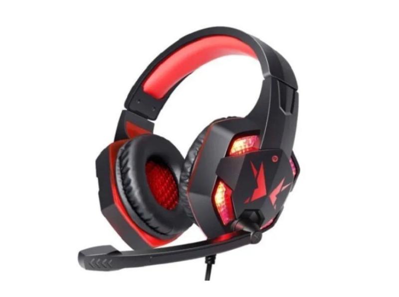 Imagem de Headfone headset fone gamer usb p3 p2 led mic hf-g600 vermel