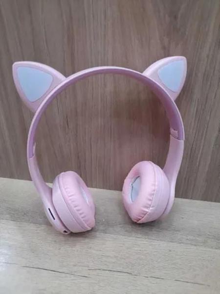 Imagem de Headphone Gatinho Orelha De Gato Com Led Fone De Ouvido Rosa