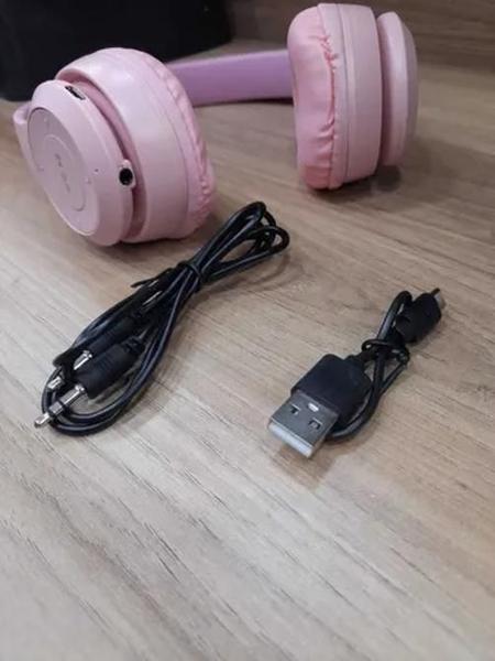 Imagem de Headphone Gatinho Orelha De Gato Com Led Fone De Ouvido Rosa