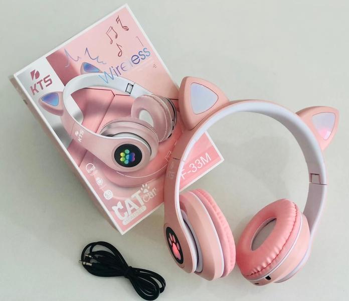 Imagem de Headphone KTS Cat Ear Led Wireless Bluetooth 5.0 Rosa