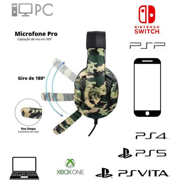 Imagem de Headphone Youtuber Gamer/Fortnite Pc Celular Camuflado