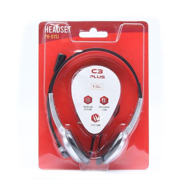 Imagem de Headset C3Plus, P2, com Controlador de Volume, Prata - PH-01SI - C3 Plus