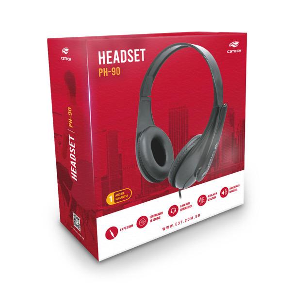 Imagem de Headset C3Tech PH-90BK, P2 3.5mm, Alto-Falante 40mm, Controlador de Volume, Preto