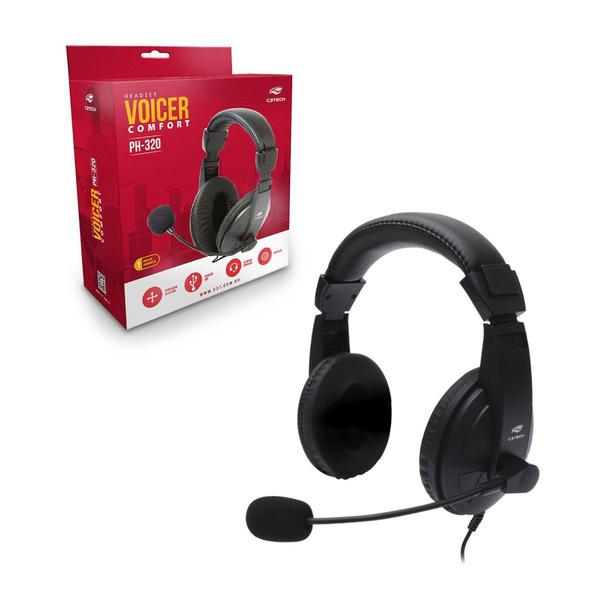 Imagem de Headset C3Tech Voicer Comfort PH-320BK, USB 2.0, Alto-Falante 40mm, Controlador de Volume, Preto