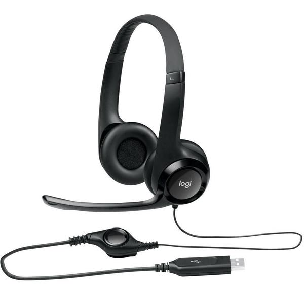 Imagem de Headset com fio USB Logitech H390 com Almofadas, Controles de Áudio Integrado e Microfone com Redução de Ruído - 981-000014