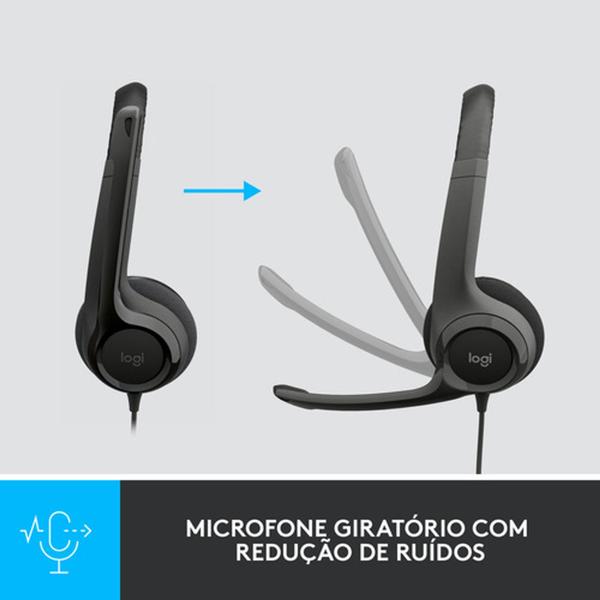 Imagem de Headset com fio USB Logitech H390, Controles de Áudio Integrado e Microfone com Redução de Ruído