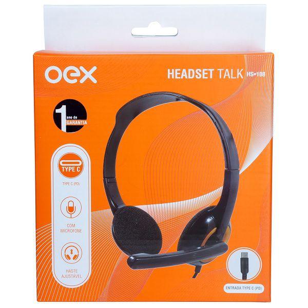 Imagem de Headset com Microfone TALK Preto e Laranja OEX HS108