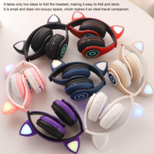 Imagem de Headset Fone De Ouvido Bluetooth Led Orelha Gato Headphone