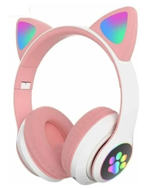 Imagem de Headset Fone De Ouvido Bluetooth Led Orelha Gato Headphone rosa