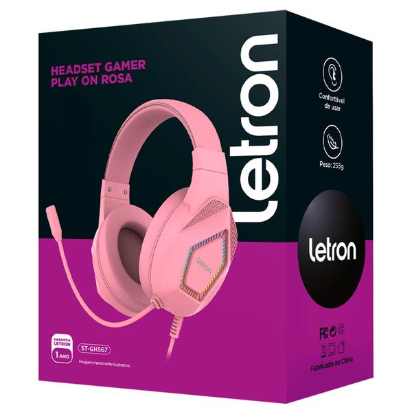 Imagem de Headset Fone De Ouvido Com Microfone Gamer Led Rgb Letron - Leonora