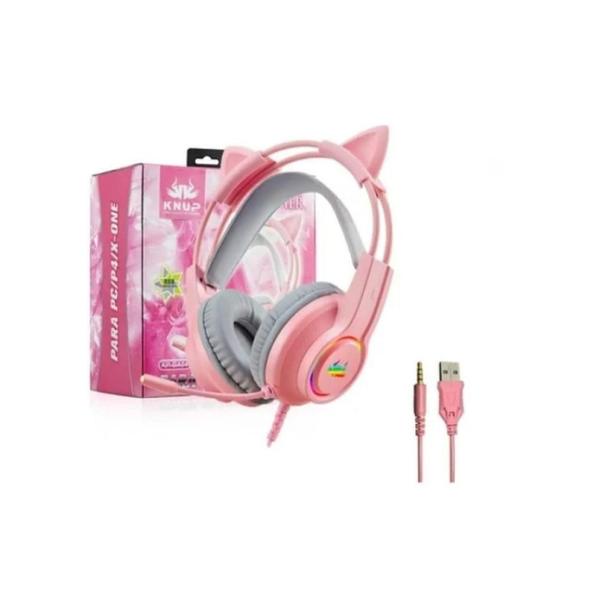 Imagem de Headset Fone Gamer Com Microfone E Led P3/P2 - Kp-Ga04 Rosa