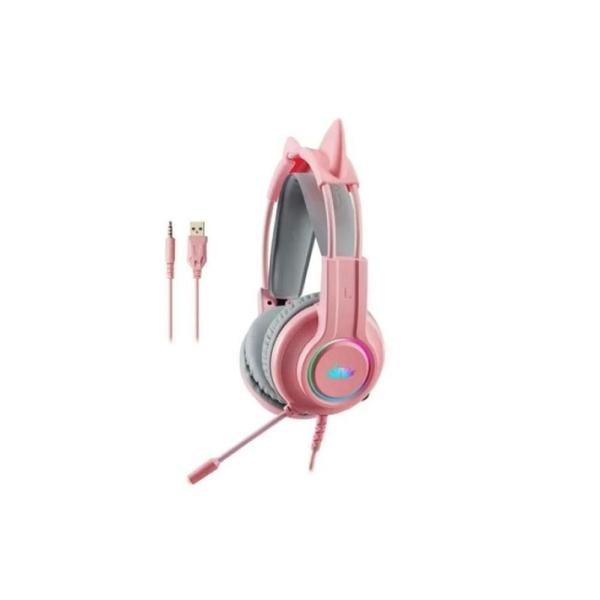 Imagem de Headset Fone Gamer Com Microfone E Led P3/P2 - Kp-Ga04 Rosa