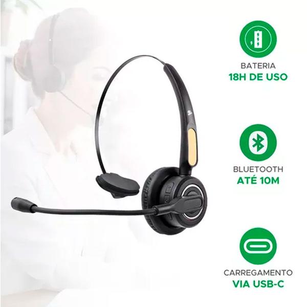 Imagem de Headset Fone Office Sem Fio Bluetooth HS-201 5+