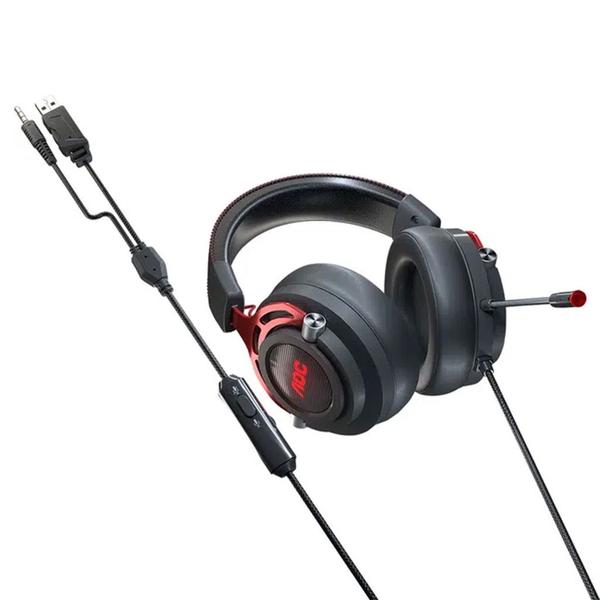 Imagem de Headset Gamer AOC GH210 Led  P2 Drivers 50mm Preto e Vermelho Premium GH210RA1B