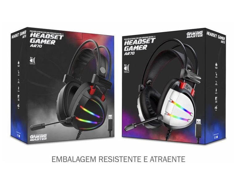 Imagem de Headset Gamer Ar70 Prata 7.1virtual Surround Conexao Via Usb