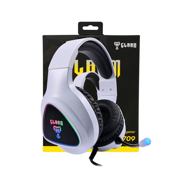 Imagem de Headset gamer branco mount led rainbow cl-hm709 clanm