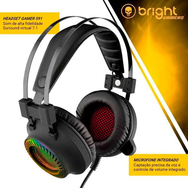 Imagem de Headset Gamer com Led Bright 7.1 Surround 591