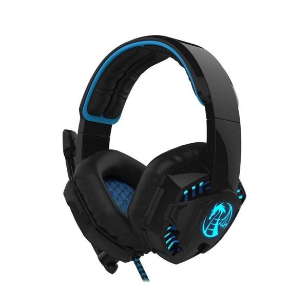 Imagem de Headset Gamer com Microfone Azul e Preto com Iluminação USB + P2 PC Feasso - FONE-706 - Knup