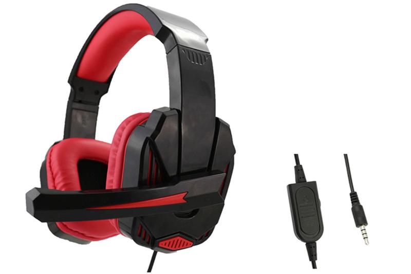 Imagem de Headset Gamer Com Microfone e Fone Plug P2 3,5mm - Vermelho/Preto