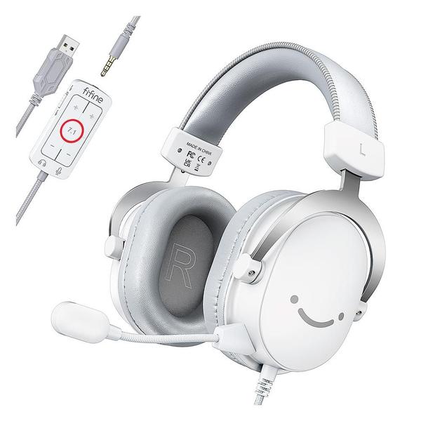 Imagem de Headset Gamer Fifine H9, Som Surround 7.1, USB, Console e PC, Branco - H9W