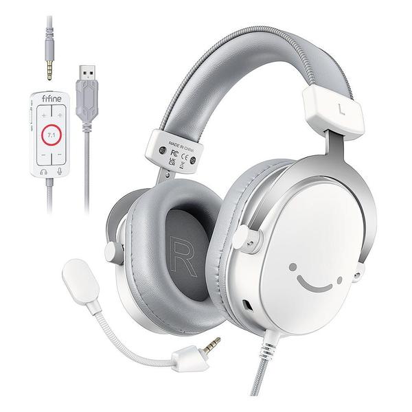 Imagem de Headset Gamer Fifine H9, Som Surround 7.1, USB, Console e PC, Branco - H9W