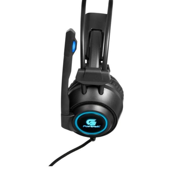 Imagem de Headset Gamer Fone de Alta Qualidade Com Microfone Entrada P2 + Usb Led Rgb Cabo 2,1M Têxtil  Cor Preta Fortrek Vickers Design Ergonômico de Alto Conforto