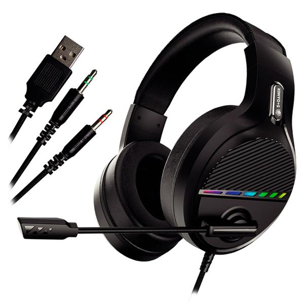 Imagem de Headset Gamer Fone De ouvido P2 USB PC arco Ajustável Controle de Volume Liga/Desliga Microfone