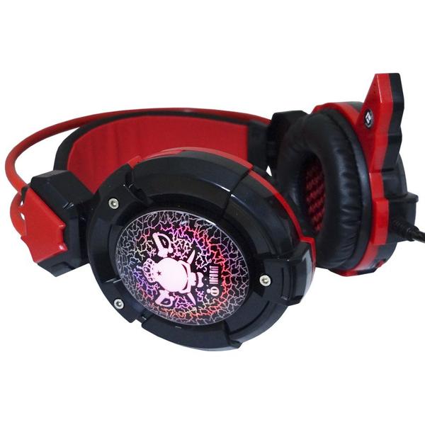 Imagem de Headset Gamer Fone Ouvido com Microfone Usb P2 Led Pc Jogos Infokit GH-X30 XSoldado Preto Vermelho