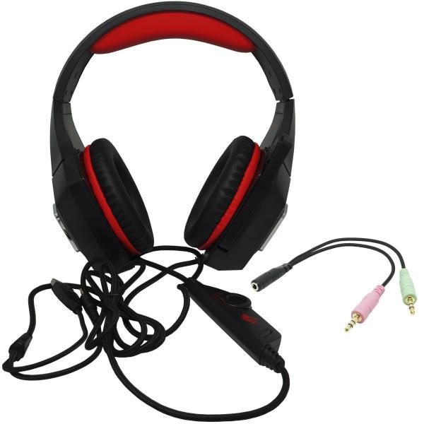 Imagem de Headset Gamer Fone Ouvido Microfone Bass Led Pc Celular Infokit GH-X2000 XSoldad Vermelho