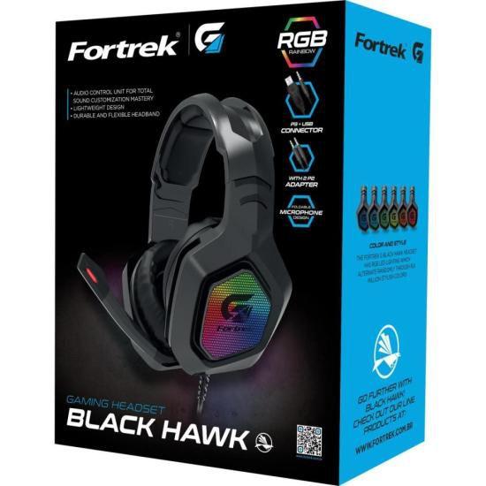 Imagem de Headset Gamer Fortrek Black Hawk RGB Preto Entradas P2 e USB