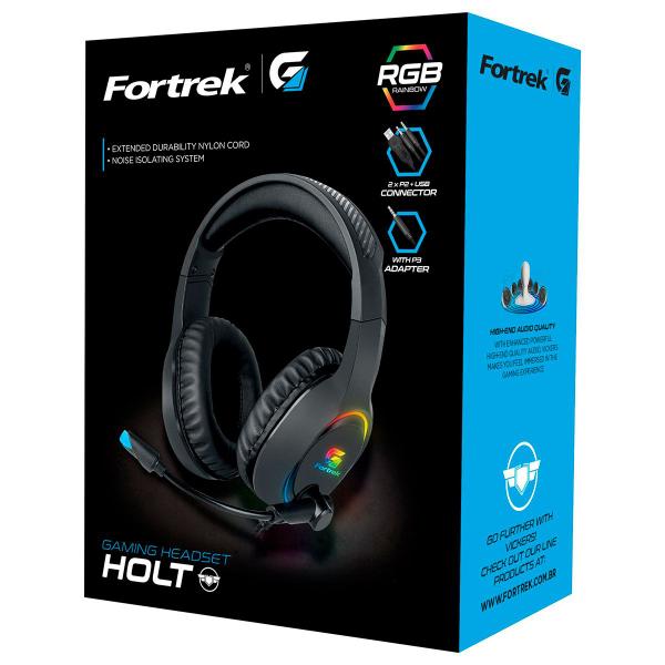 Imagem de Headset Gamer Fortrek Holt, P2 + USB + Adaptador P3, RGB, Driver 50mm, Preto