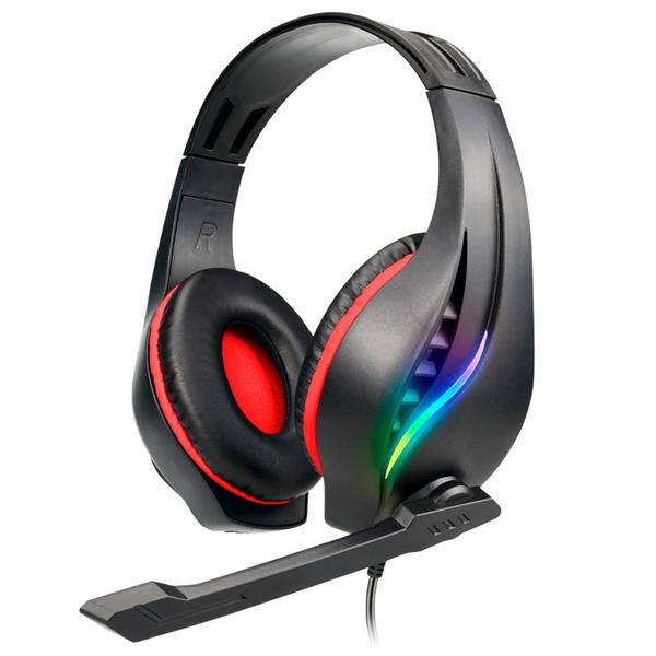 Imagem de HeadSet Gamer Gank Preto Vermelho Com Fio Led Rgb Letron