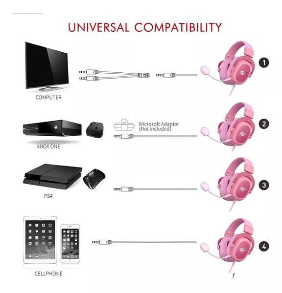 Imagem de Headset Gamer Havit Gamenote H2002d Mic Removível Rosa