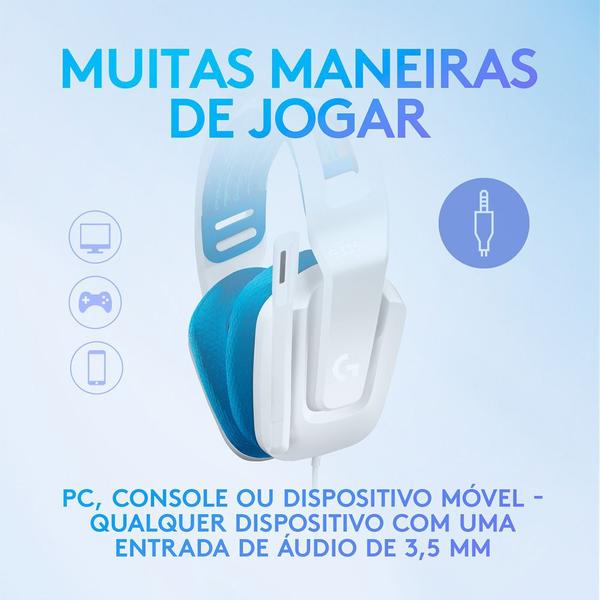 Imagem de Headset Gamer Logitech G335, 3.5mm para PC/PlayStation/Xbox/Switch/Mobile, Driver 40mm, Arco Ajustável, Branco - 981-001017