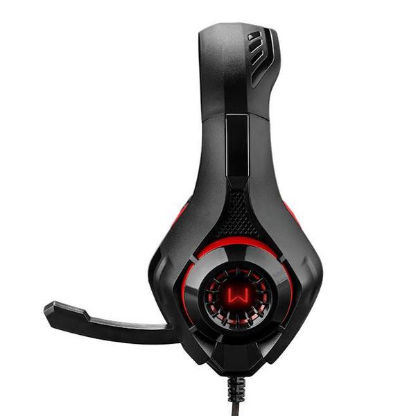 Imagem de Headset Gamer Multilaser Warrior Rama P3 + USB Stereo Adaptador P2 LED Vermelho - PH219