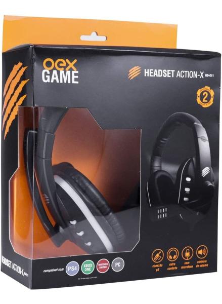 Imagem de Headset Gamer Oex Action-x Hs211 Com Microfone Preto É Gamer